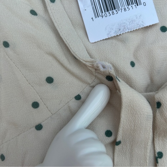 Free People Polka Dot Summer Dress Prairie Aesthetic 2 Cream Combo Tied Flowy - Picture 4 of 7